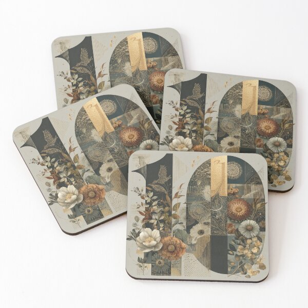 Item preview, Modern Geometric Floral Collage in Gold designed and sold by luminumance.