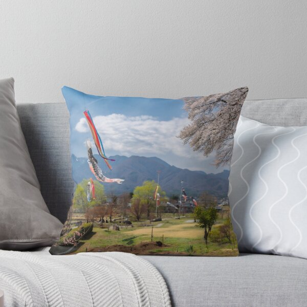 Item preview, Koinobori and Cherry Blossoms with Mountain View in Rural Highlands of Yamanashi Prefecture, Japan designed and sold by Pix4Japan.