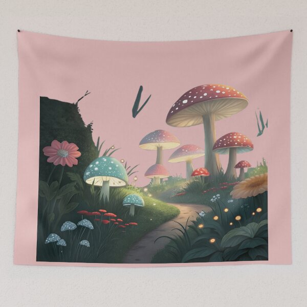 Item preview, Enchanted Forest Path with Glowing Mushrooms designed and sold by Danivique.
