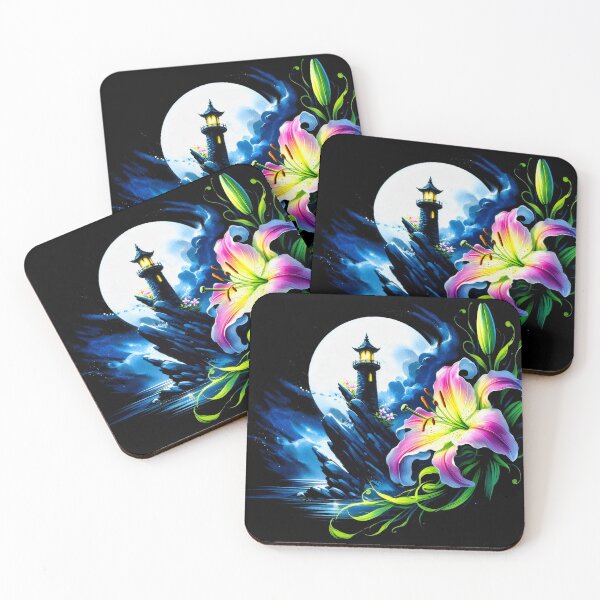 Artikelvorschau, Alter Leuchtturm und rosa Lilie entworfen und verkauft von NEUMANN ArtWear Boutique.