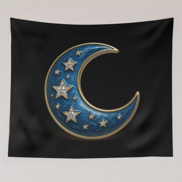 Item preview, The decorated crescent moon with sparkling stars designed and sold by Girih.