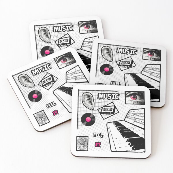 Item preview, MUSIC, feel it, monochromatic pop-art graphics with vivid elements designed and sold by silent-violin.