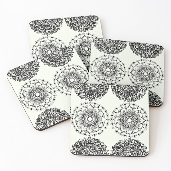 Item preview, Soft Black and White Mandala Pattern  Intricate Zen Floral Circles designed and sold by Atokeh.
