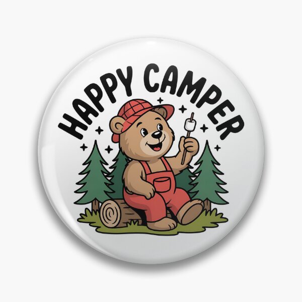 Artikelvorschau, Happy Camper Bear – Niedliche Camping-Bär-Grafik, die Marshmallows röstet entworfen und verkauft von WayoftheWater.