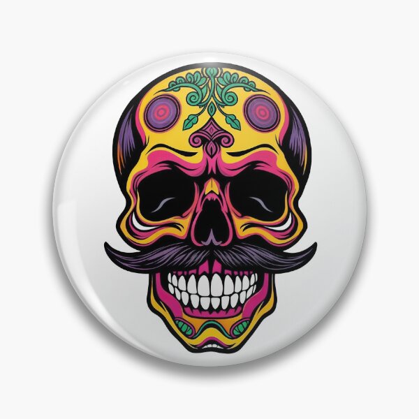 Item preview, Mexican inspired skull with floral details and Mustache designed and sold by olenapetol.