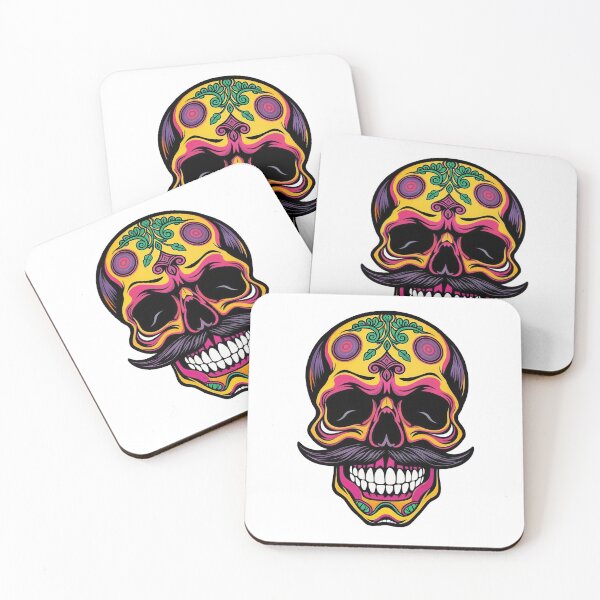 Item preview, Mexican inspired skull with floral details and Mustache designed and sold by olenapetol.