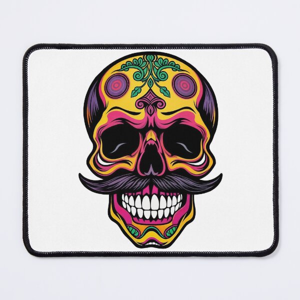 Item preview, Mexican inspired skull with floral details and Mustache designed and sold by olenapetol.