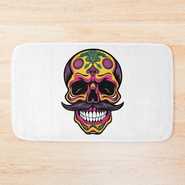 Item preview, Mexican inspired skull with floral details and Mustache designed and sold by olenapetol.