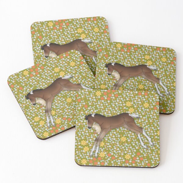Item preview, Cartoon Foal & Bunny - Cozy nap on flowerbed Illustration  designed and sold by Art By Drina.