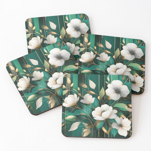 Item preview, Mid Century Botanical Retro Geometric Leaves  Florals  Dark Green #6 designed and sold by Prints and Lifestyle.
