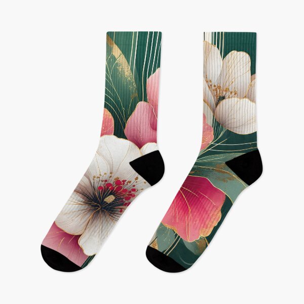 Item preview, Mid Century Botanical Retro Geometric Leaves  Florals    pink, Green #5 designed and sold by Prints and Lifestyle.