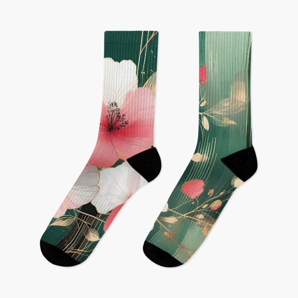 Item preview, Mid Century Botanical Retro Geometric Leaves  Florals   pink, Green #4 designed and sold by Prints and Lifestyle.