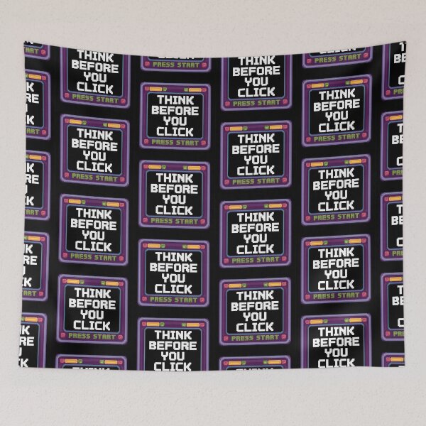 Item preview, Pixel “Think Before You Click” Warning designed and sold by Into The Rabbit Hole.