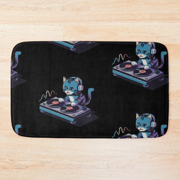 Item preview, Pixel DJ Cat Spinning Vinyl Beats designed and sold by Into The Rabbit Hole.