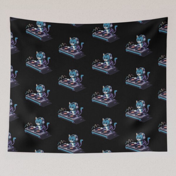 Item preview, Pixel DJ Cat Spinning Vinyl Beats designed and sold by Into The Rabbit Hole.