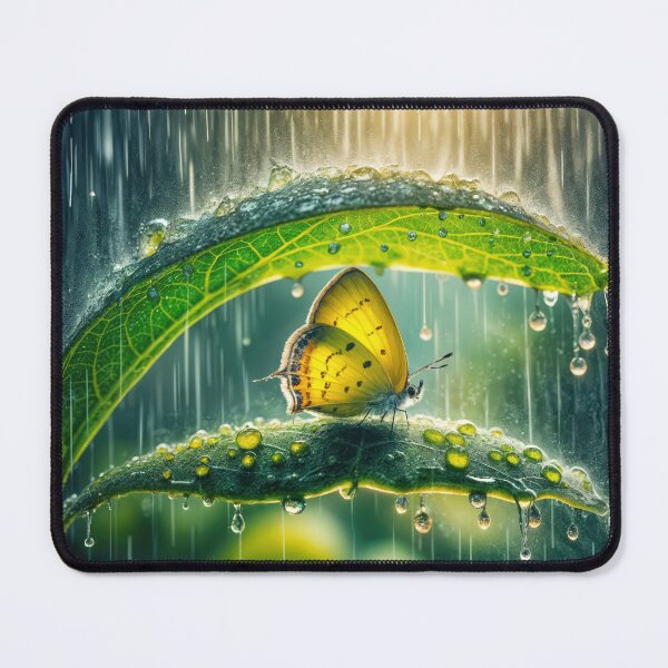 Item preview, Gold Butterfly On Leaf In a Rainstorm designed and sold by Maria Dryfhout.