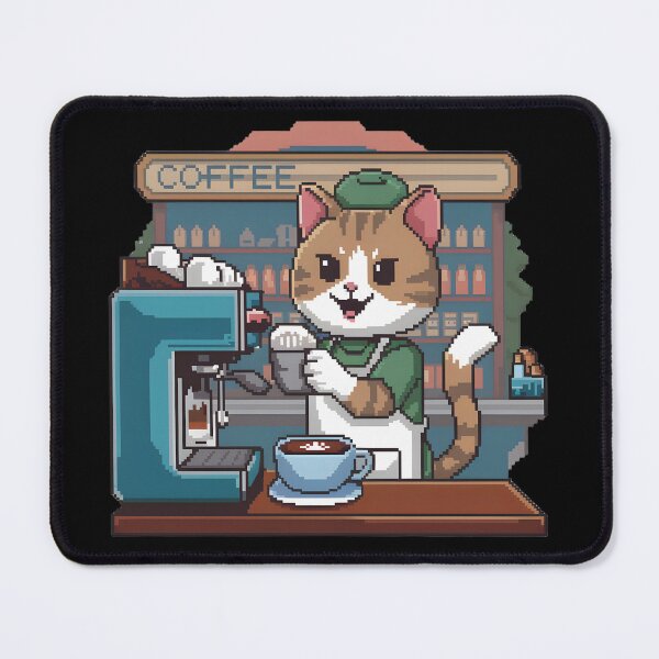 Item preview, Pixel Barista Cat Brews Espresso designed and sold by Into The Rabbit Hole.