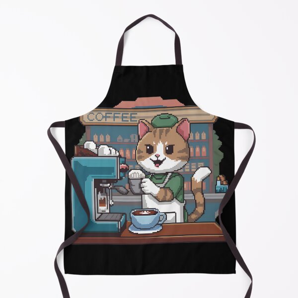 Item preview, Pixel Barista Cat Brews Espresso designed and sold by Into The Rabbit Hole.