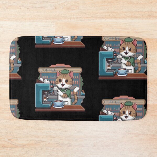 Item preview, Pixel Barista Cat Brews Espresso designed and sold by Into The Rabbit Hole.