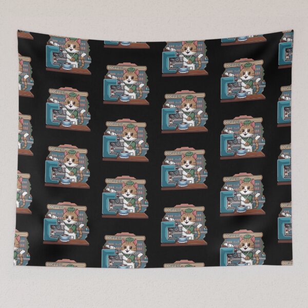 Item preview, Pixel Barista Cat Brews Espresso designed and sold by Into The Rabbit Hole.