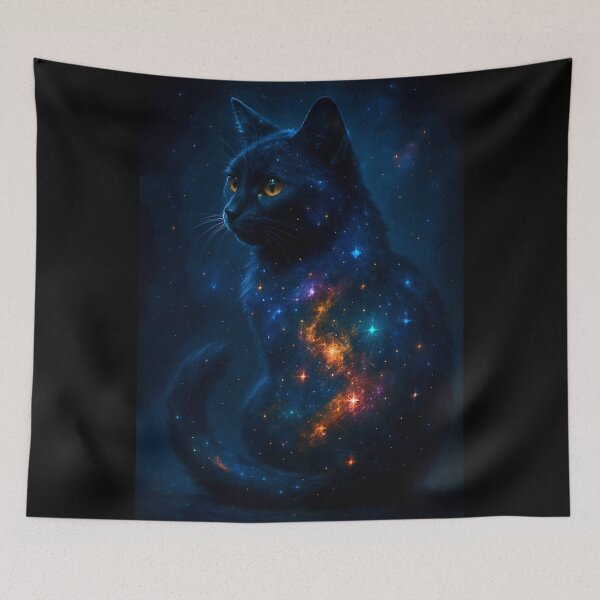 Item preview, "Cosmic Black Cat" -  Aurora Cat Series (6/7) designed and sold by RinWinArts.