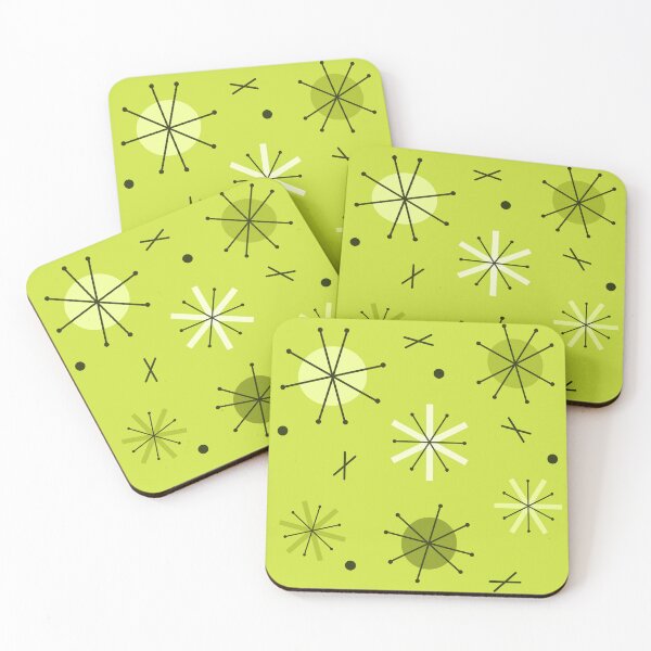 Item preview, Retro Atomic Planets Starbursts Chartreuse designed and sold by thepixelgarden.