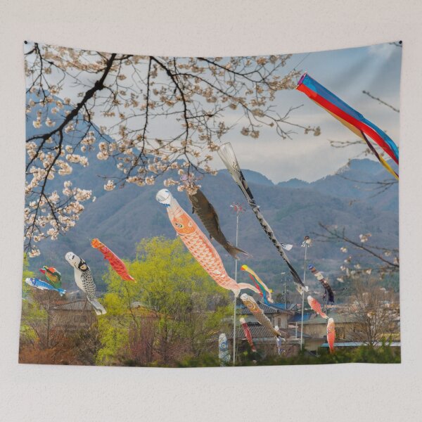 Item preview, Koinobori & Sakura: Carp Streamers and Cherry Blossoms at Firefly Waterway Park designed and sold by Pix4Japan.