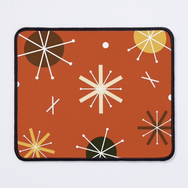 Item preview, Retro Atomic Planets Starbursts Burnt Orange designed and sold by thepixelgarden.