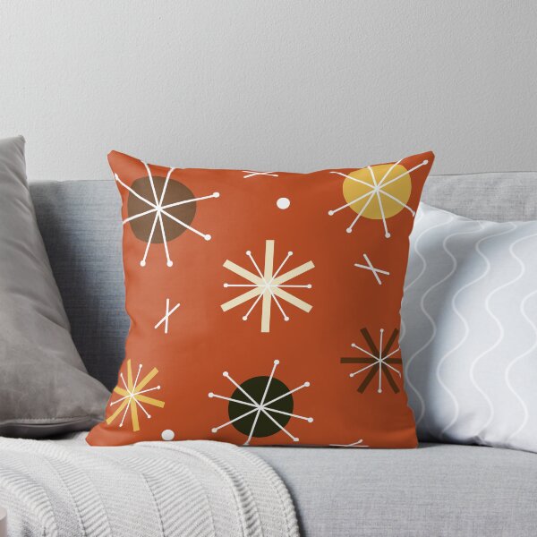 Item preview, Retro Atomic Planets Starbursts Burnt Orange designed and sold by thepixelgarden.
