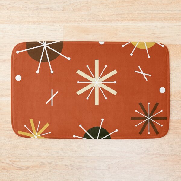Item preview, Retro Atomic Planets Starbursts Burnt Orange designed and sold by thepixelgarden.