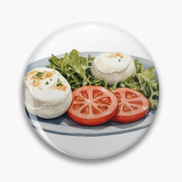 Item preview, Blue Oval Plate with Tomatoes, Cheese, and Arugula Leaves designed and sold by Creative88Art.