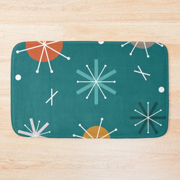 Item preview, Retro Atomic Planets Starbursts Teal designed and sold by thepixelgarden.