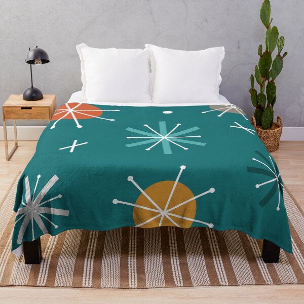 Item preview, Retro Atomic Planets Starbursts Teal designed and sold by thepixelgarden.