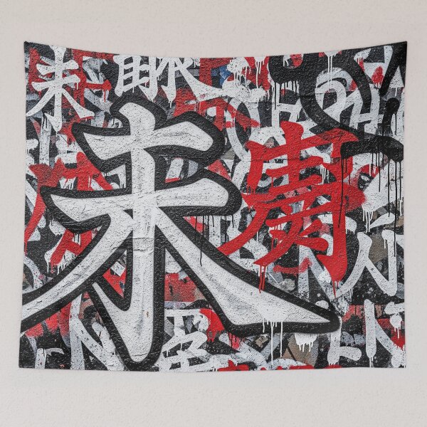 Item preview, Tokyo Graffiti Wall Black White Red Aop Design designed and sold by JohnnyVillas.