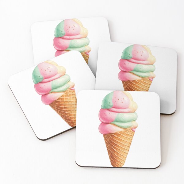 Item preview, Colorful Ice Cream Cone with Three Pastel Scoops Isolated designed and sold by Creative88Art.