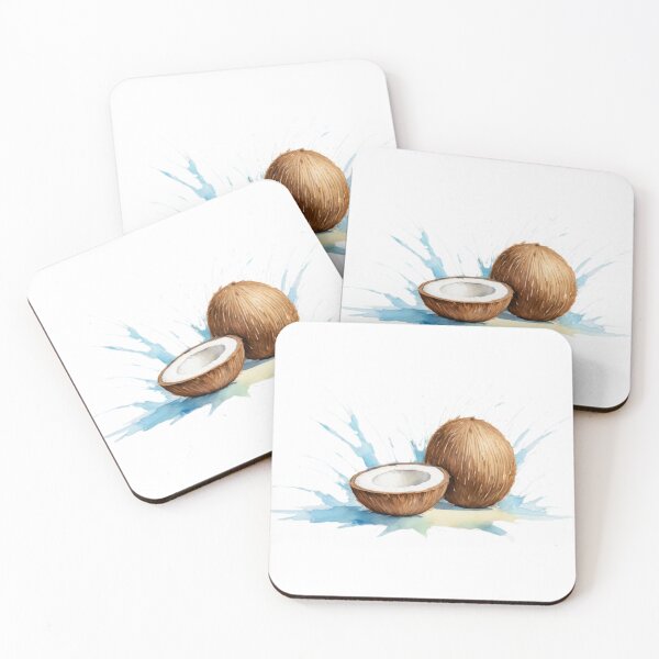 Item preview, Stylized Coconuts with Blue and Yellow Watercolor Splash designed and sold by Creative88Art.