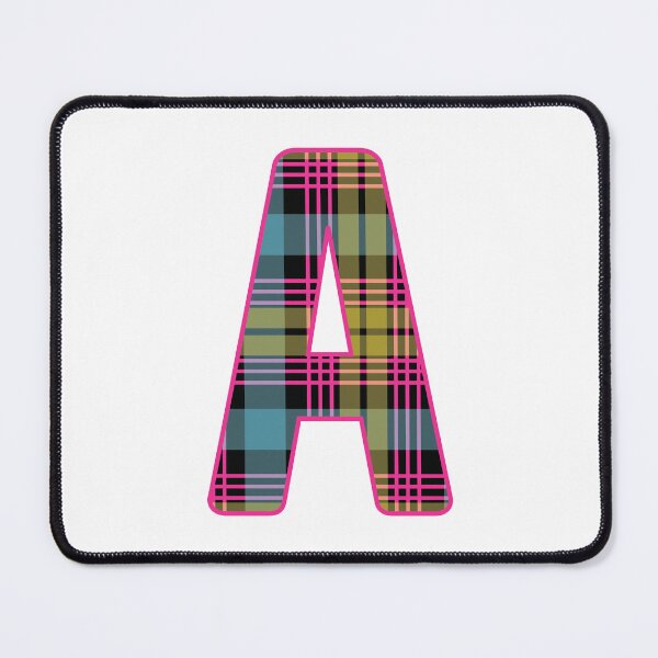 Item preview, Monogram Letter A, Pink, Yellow, and Blue Scottish Tartan Style Typography Design designed and sold by MacPean.