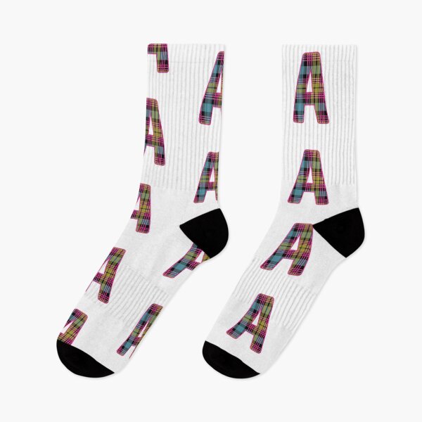 Item preview, Monogram Letter A, Pink, Yellow, and Blue Scottish Tartan Style Typography Design designed and sold by MacPean.