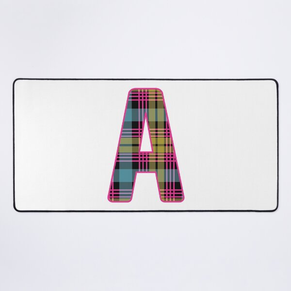 Item preview, Monogram Letter A, Pink, Yellow, and Blue Scottish Tartan Style Typography Design designed and sold by MacPean.