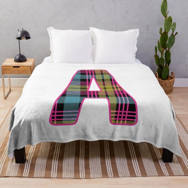Item preview, Monogram Letter A, Pink, Yellow, and Blue Scottish Tartan Style Typography Design designed and sold by MacPean.