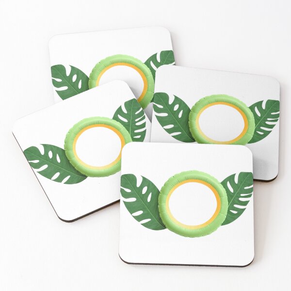 Item preview, Circular Inflatable Ring with Monstera Leaves on Black Background designed and sold by Creative88Art.