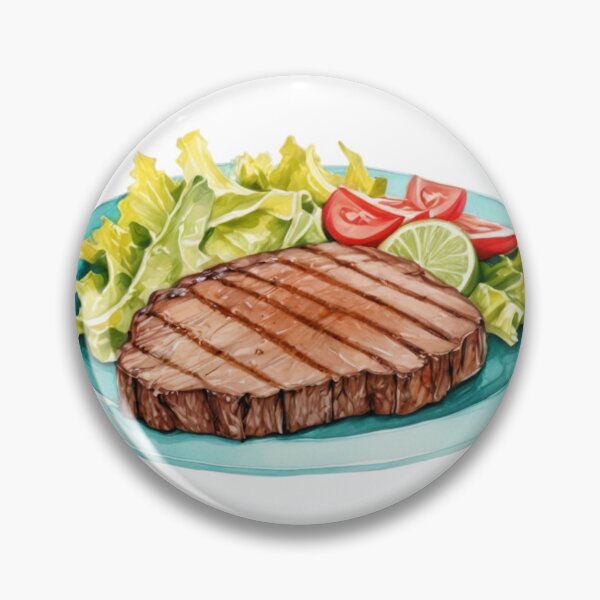 Item preview, Grilled Steak with Sear Marks on Turquoise Plate with Vegetables designed and sold by Creative88Art.