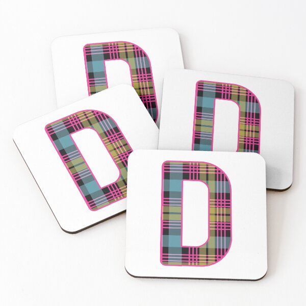 Item preview, Monogram Letter D, Pink, Yellow, and Blue Scottish Tartan Style Typography Design designed and sold by MacPean.