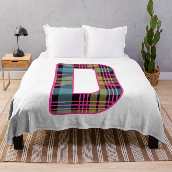 Item preview, Monogram Letter D, Pink, Yellow, and Blue Scottish Tartan Style Typography Design designed and sold by MacPean.