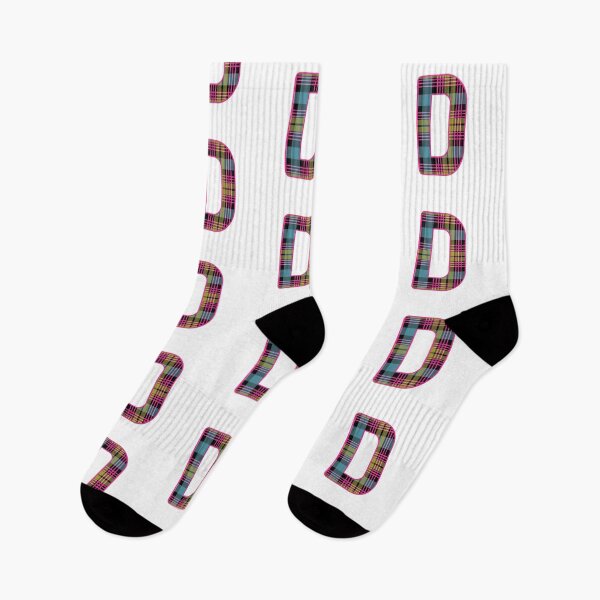 Item preview, Monogram Letter D, Pink, Yellow, and Blue Scottish Tartan Style Typography Design designed and sold by MacPean.
