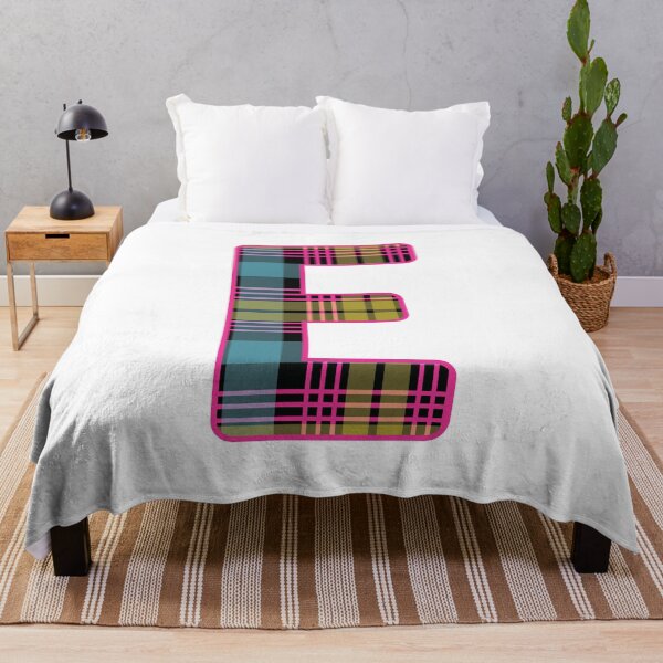Item preview, Monogram Letter E, Pink, Yellow, and Blue Scottish Tartan Style Typography Design designed and sold by MacPean.