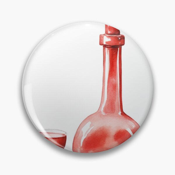 Item preview, Watercolor Illustration of Glass Bottle and Glass with Red Liquid designed and sold by Creative88Art.