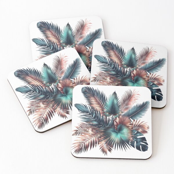 Item preview, Artistic Tropical Leaves in Metallic Teal, Pink, and Gold Hues designed and sold by Creative88Art.