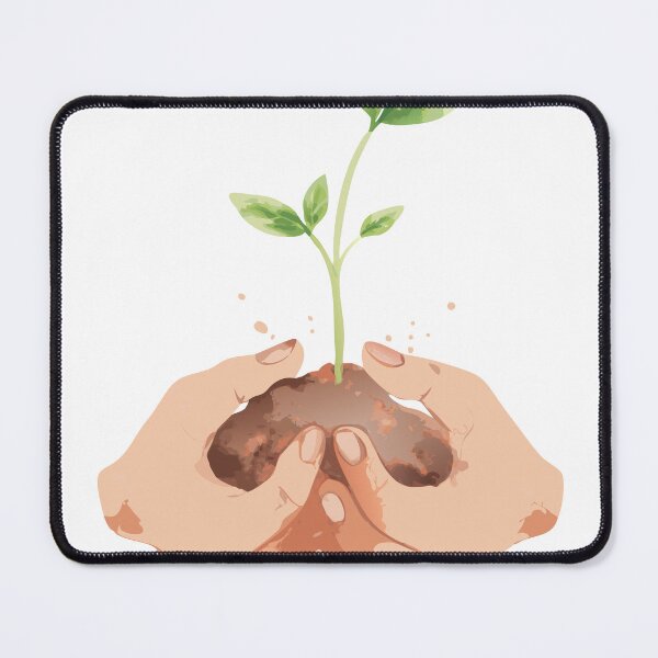 Item preview, Hands Holding Soil with a Sprouting Green Plant on Black Background designed and sold by Creative88Art.