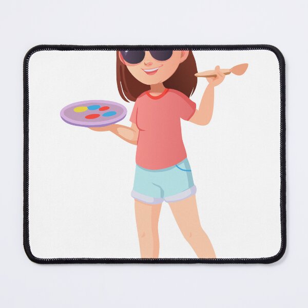 Item preview, Illustration of a Young Girl Holding a Paint Palette and Brush designed and sold by Creative88Art.